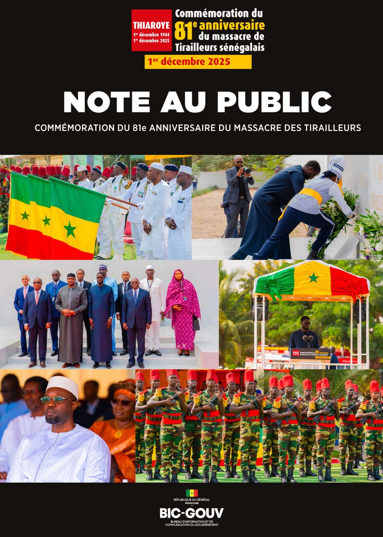Note au Public I Commémoration du 81e anniversaire du massacre de Tirailleurs sénégalais.